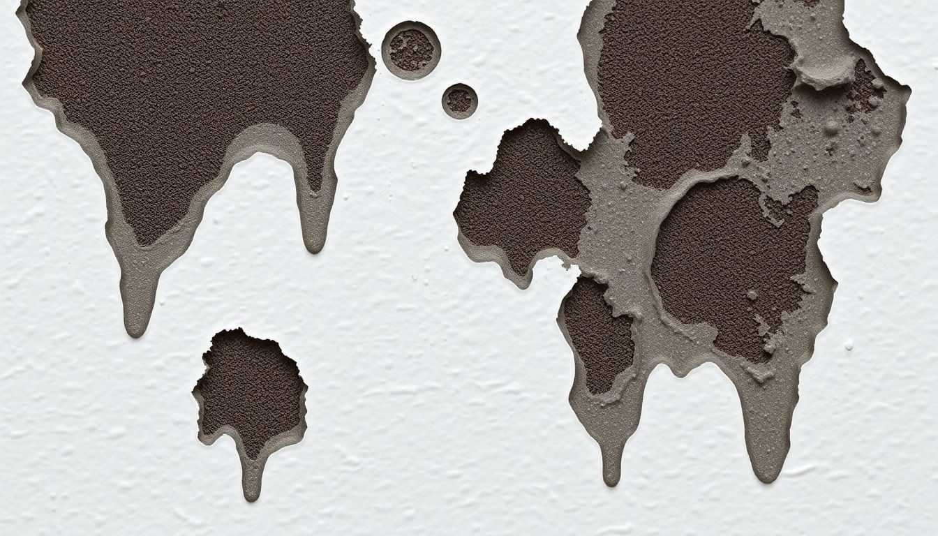 Dark water stains and moisture damage on white drywall showing small plumbing issues that can lead to serious water damage prevention needs